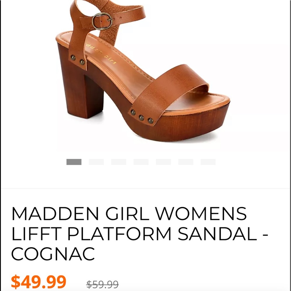 MADDEN GIRL WOMENS LIFFT PLATFORM SANDAL - COGNAC 7.5